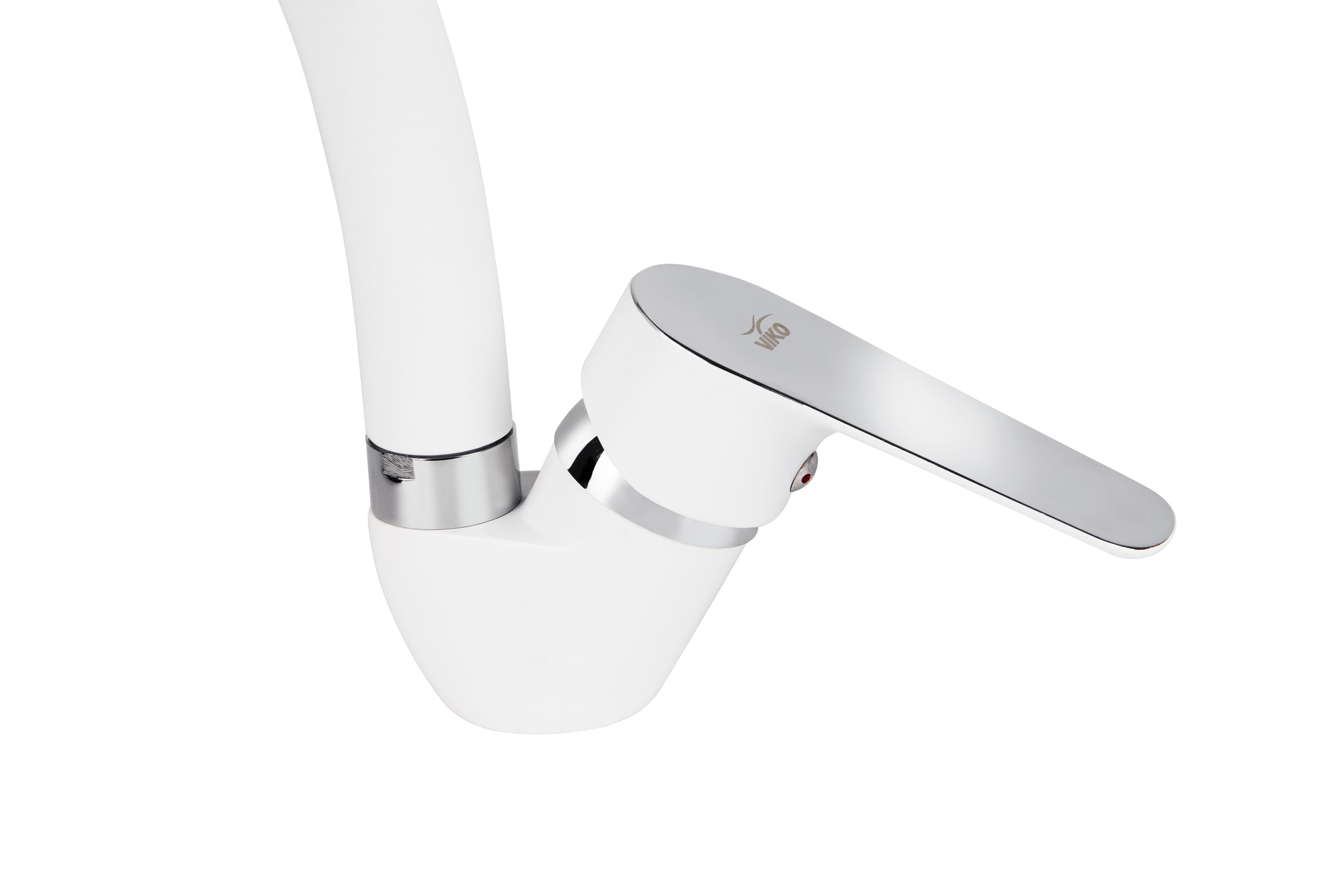 Смеситель VIKO  V-4144 для кухни, белый, хром, излив поворотный, цинковый сплав