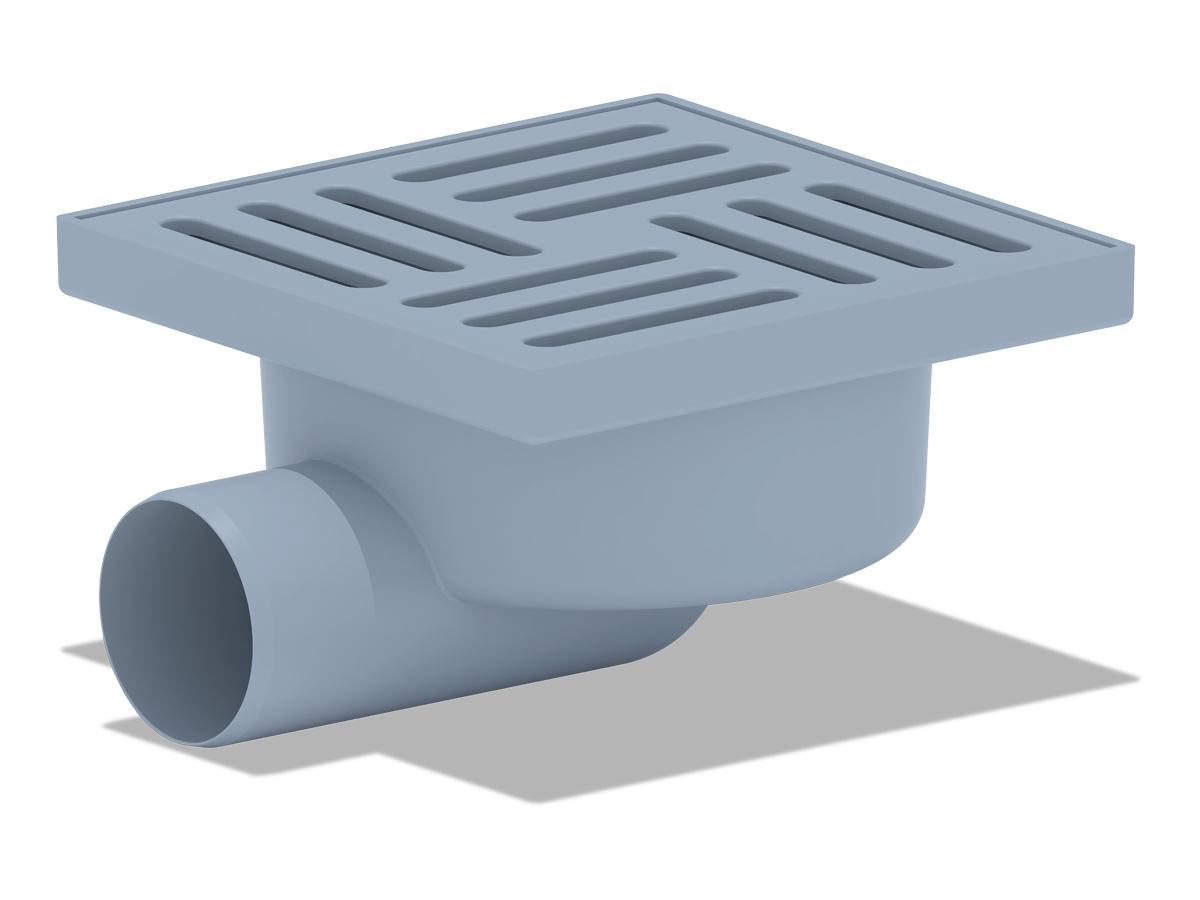 Трап АНИ ф50 гориз. вып., н/р. решетка 15 х15,  пластик