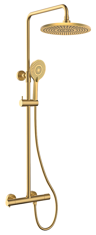 Душевая система с термостатом KAISER Serio 05577-3, шлифованное золото, латунь