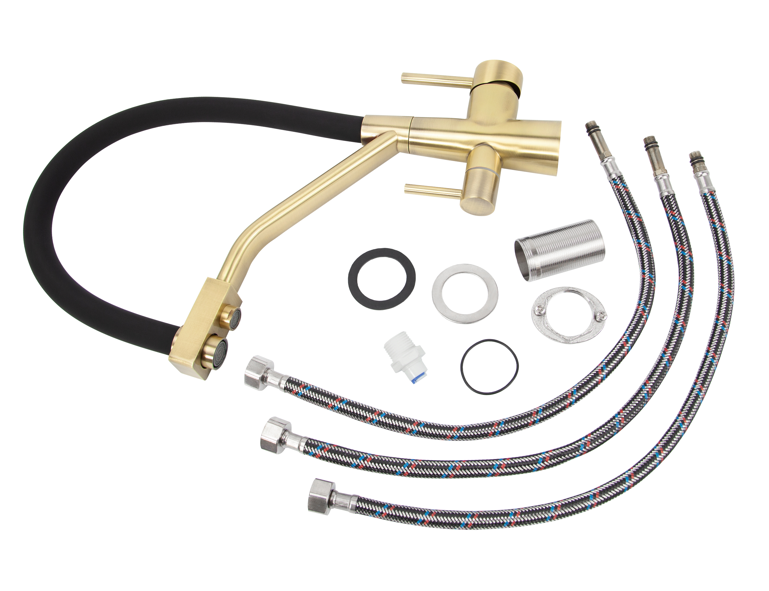 Смеситель VIKO  V-5831 для кухни, бронза, излив поворотный, нержавеющая сталь