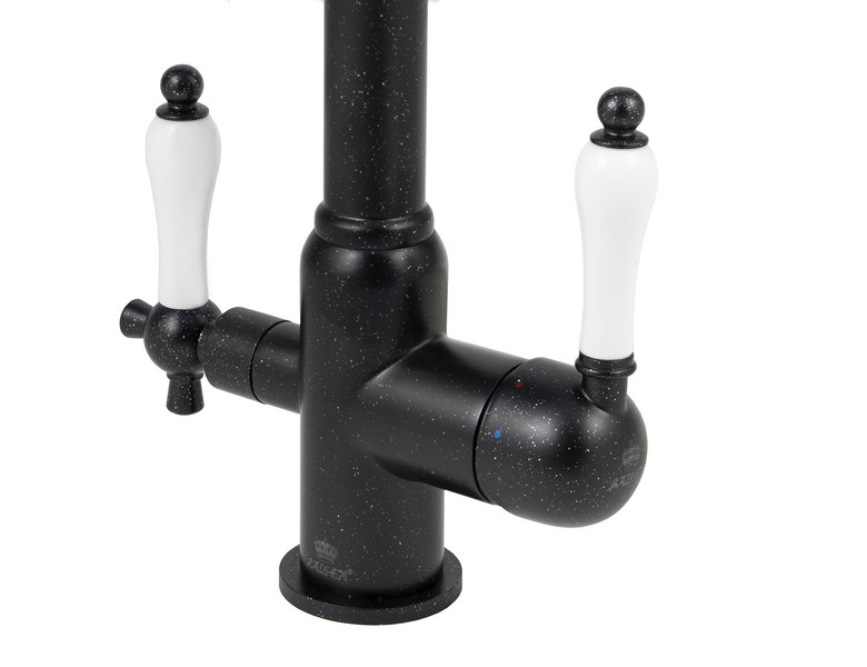 Смеситель KAISER Vincent 31144-2 для кухни с подачей фильтрованной воды, чёрный мрамор, излив поворо