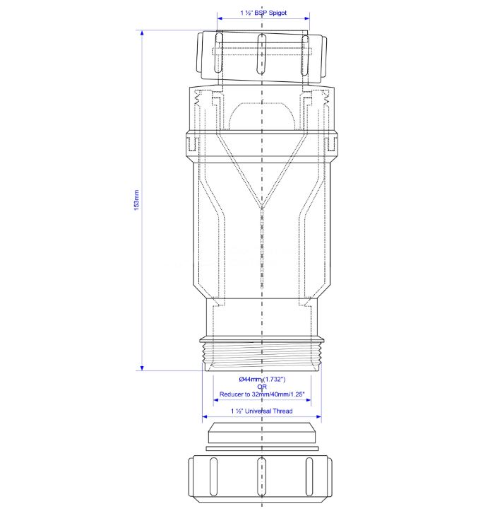 Сухой сифон "McALPINE" Ø40 - 1-1/2 самазакрывающий клапан 