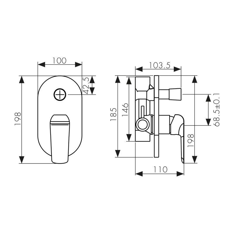 Смеситель KAISER Glory скрытый монтаж с переключателем на душ Ø35/белый