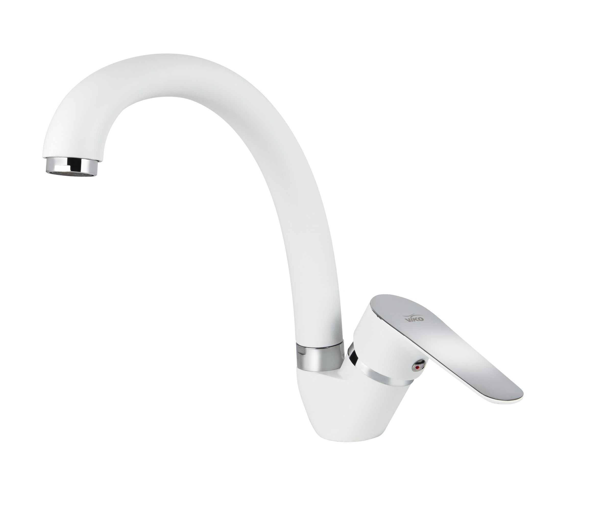 Смеситель VIKO  V-4144 для кухни, белый, хром, излив поворотный, цинковый сплав