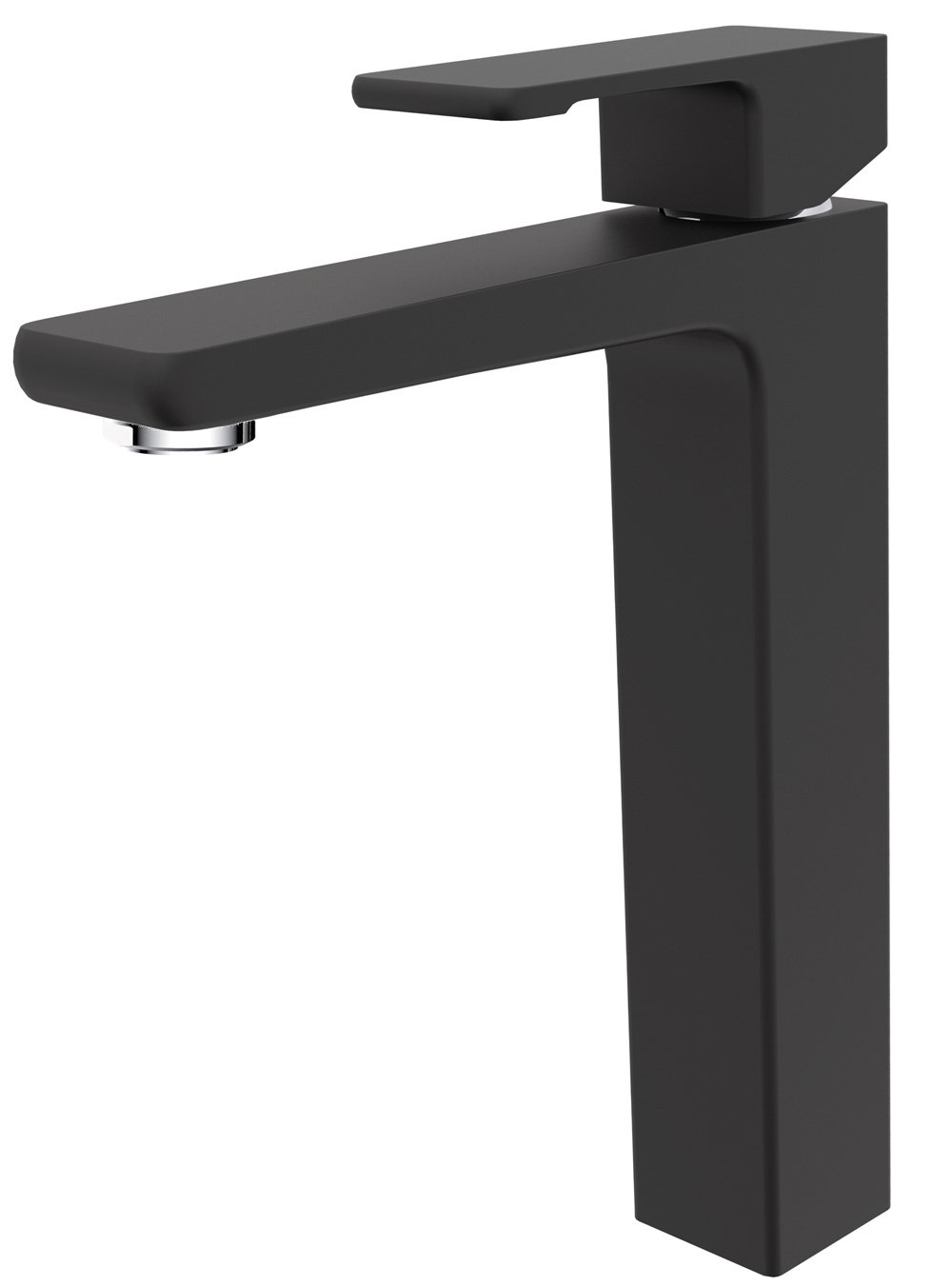 Смеситель KAISER Elite 01111-2 для раковины с гайкой, высокий, хром, черный матовый