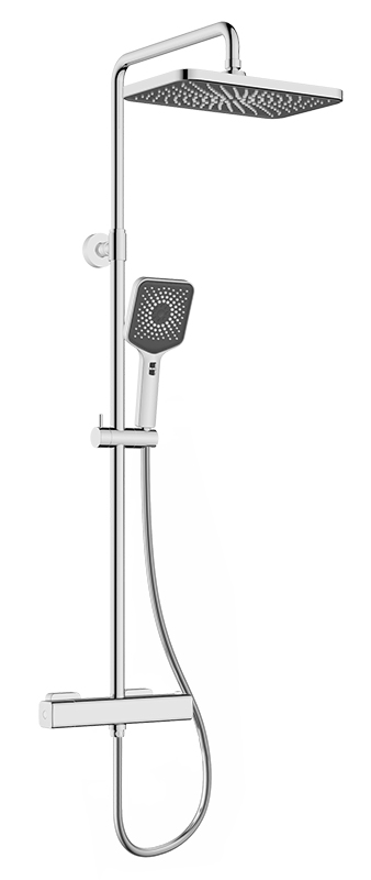 Душевая система KAISER Cube с термостатом (3-jet/стац. лейка  320х200х16mm) /Латунь/Хром