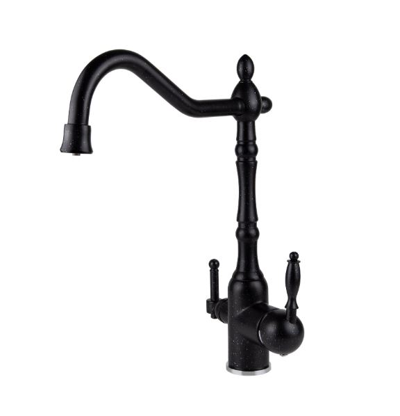 Смеситель VIKO кухня боковой  под фильтр (латунь) Ø35, черный мрамор