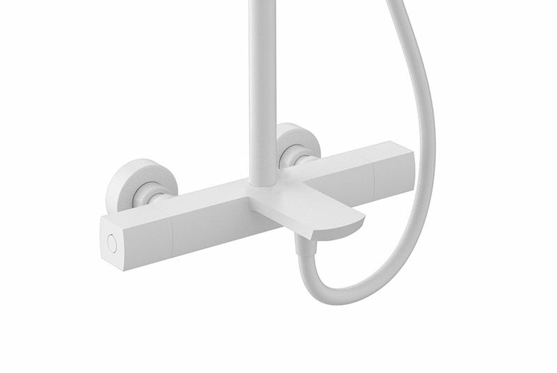 Душевая система с термостатом KAISER Cube 01382-4, белый матовый, латунь