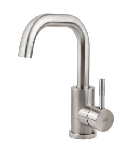 Смеситель VIKO для раковины боковой с гайкой Ø35 низк. излив (нерж. сталь)/серебро