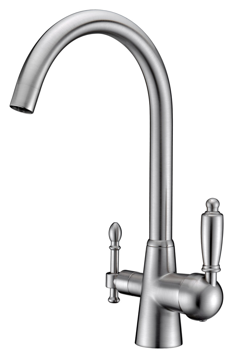 Смеситель KAISER Vincent 31744-5 для кухни с подачей фильтрованной воды, серебро, излив поворотный, 