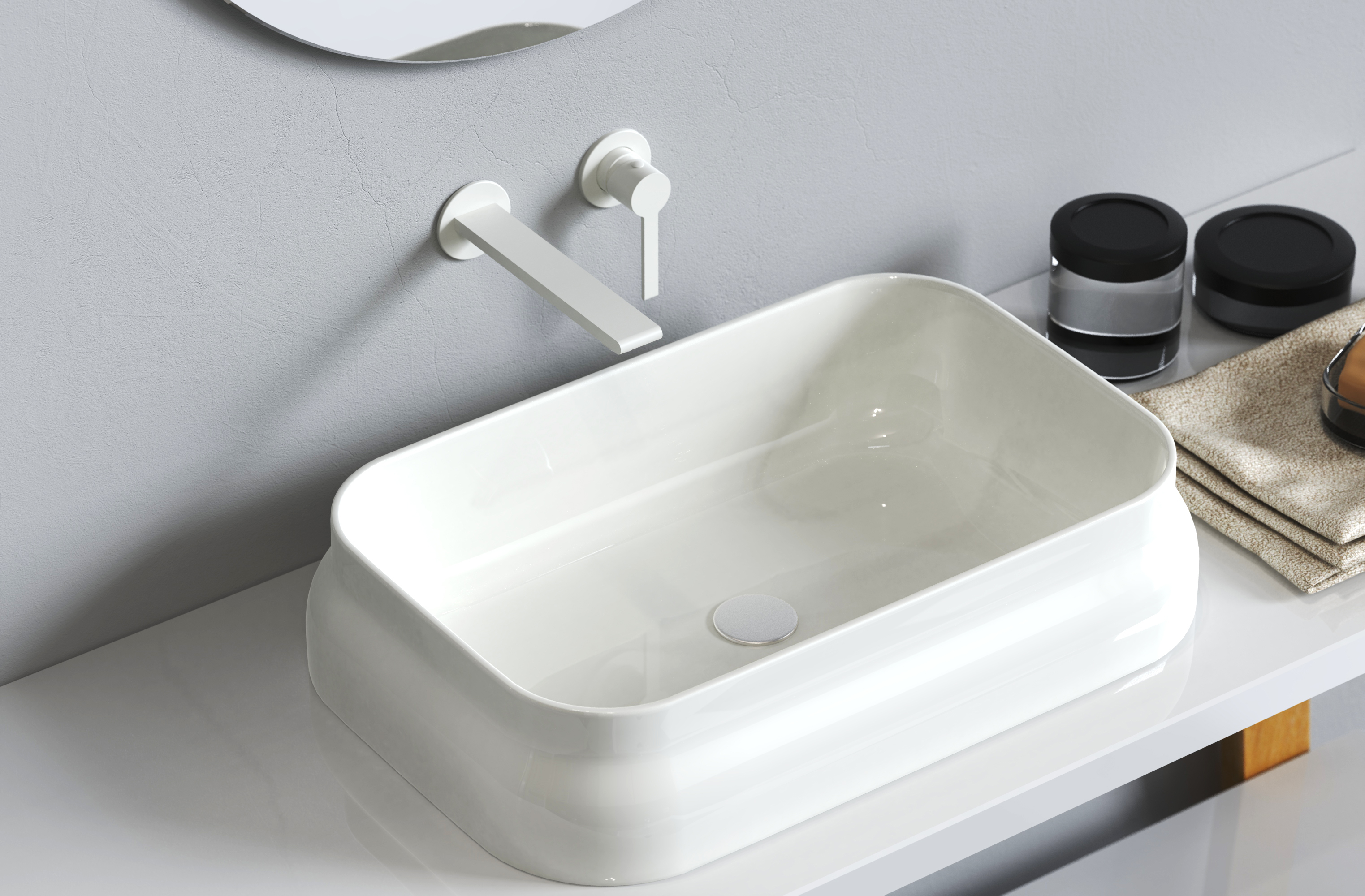 Смеситель KAISER Serio настенный для раковины, Ø25 /Латунь /Белый матовый