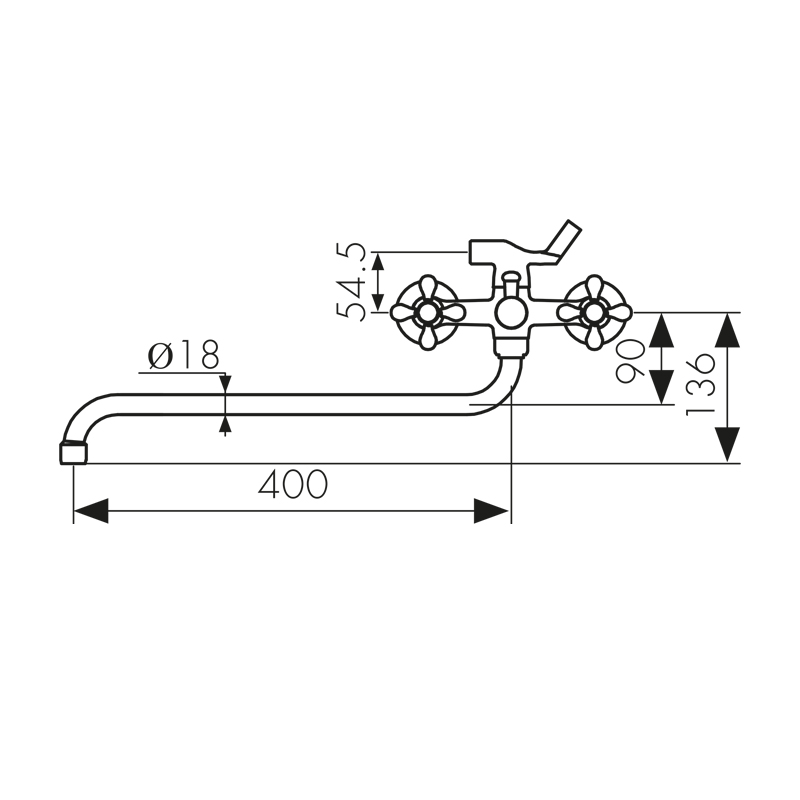 Смеситель KAISER Carlson Style 44255 для ванны и душа, латунь, хром, поворотный
