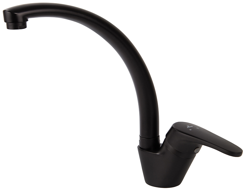 Смеситель KAISER County 55244-9 для кухни, чёрный матовый, излив поворотный, латунь