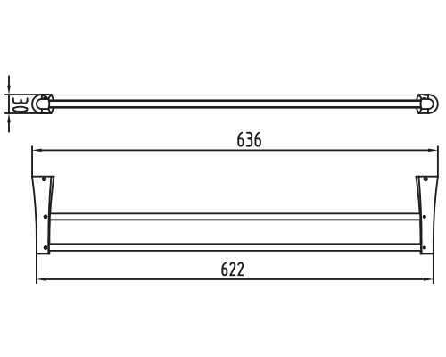 Держатель полотенца(прямой) двойной KAISER хром (нерж)