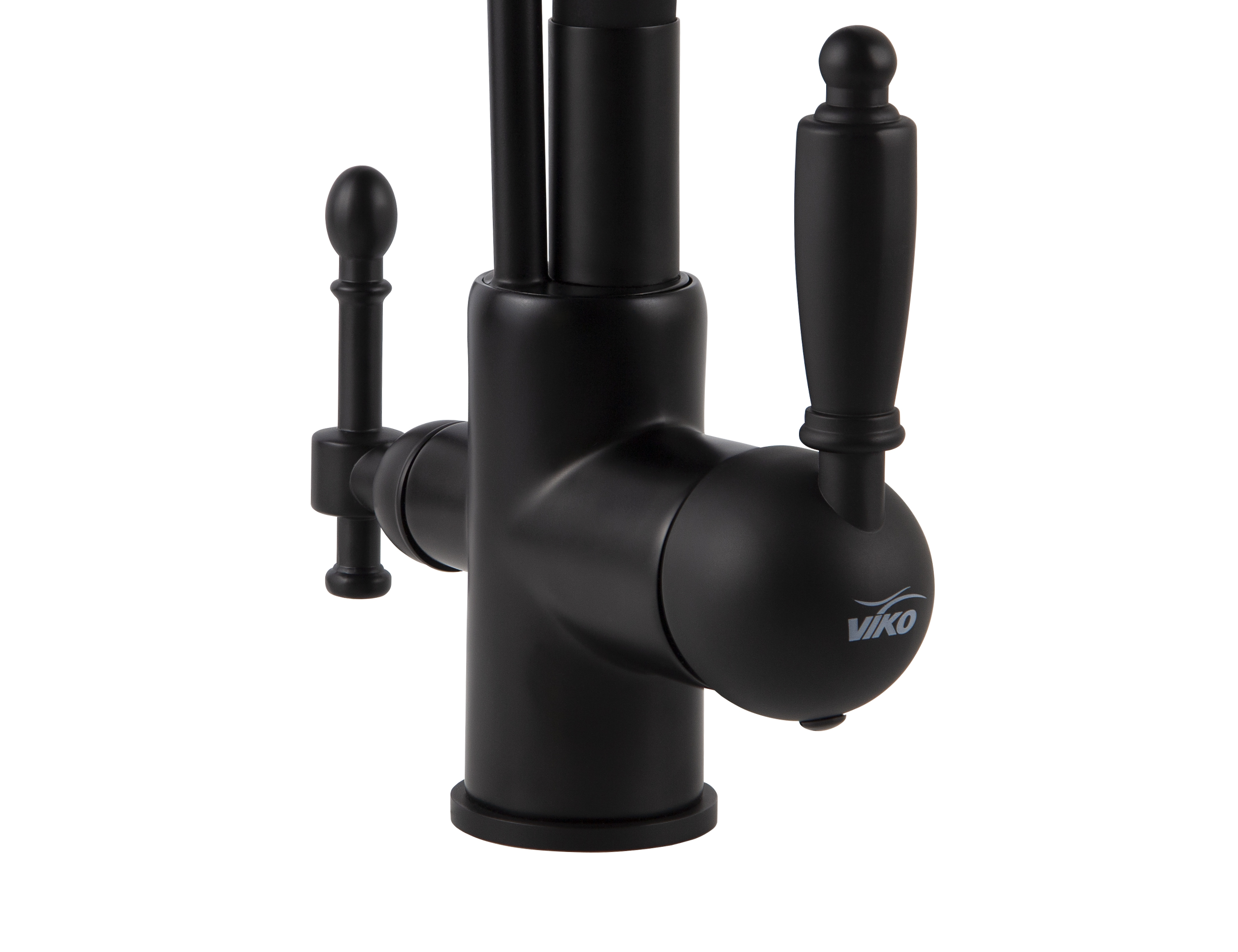 Смеситель VIKO  V-5612 , чёрный, излив гибкий, поворотный, под фильтр, латунь