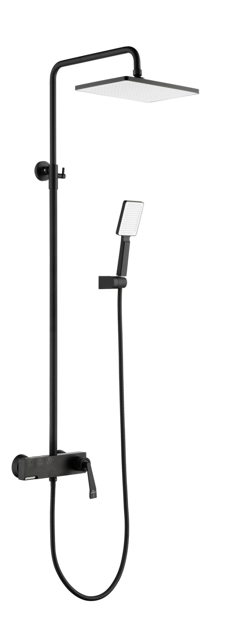 Душевая система однорычажная KAISER Strike 09182-2, чёрный матовый, латунь