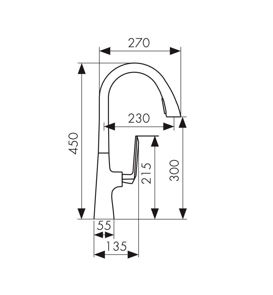 Смеситель KAISER Strike 09066-15 для кухни, воронёная сталь, излив поворотный, выдвижной, латунь