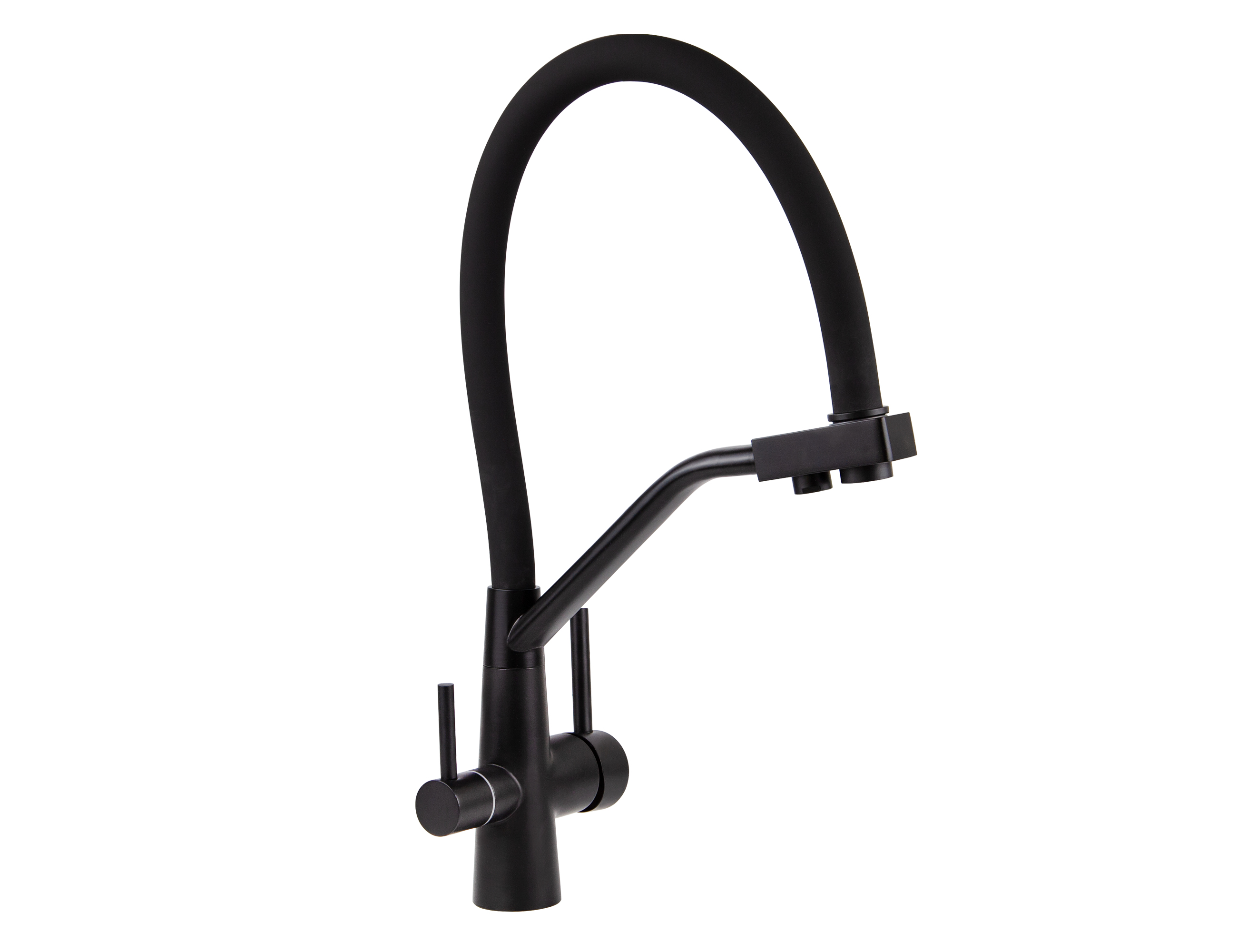 Смеситель VIKO  V-5842 для кухни, чёрный, излив поворотный, нержавеющая сталь