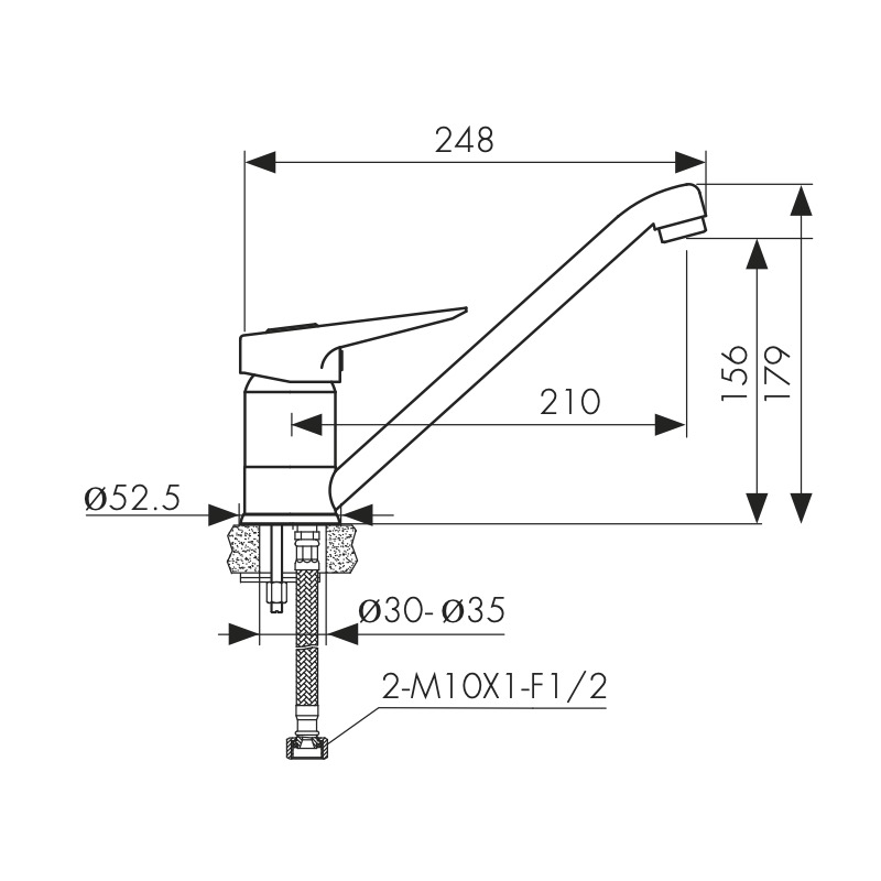 Смеситель KAISER City 20433 для кухни, хром, излив поворотный, латунь