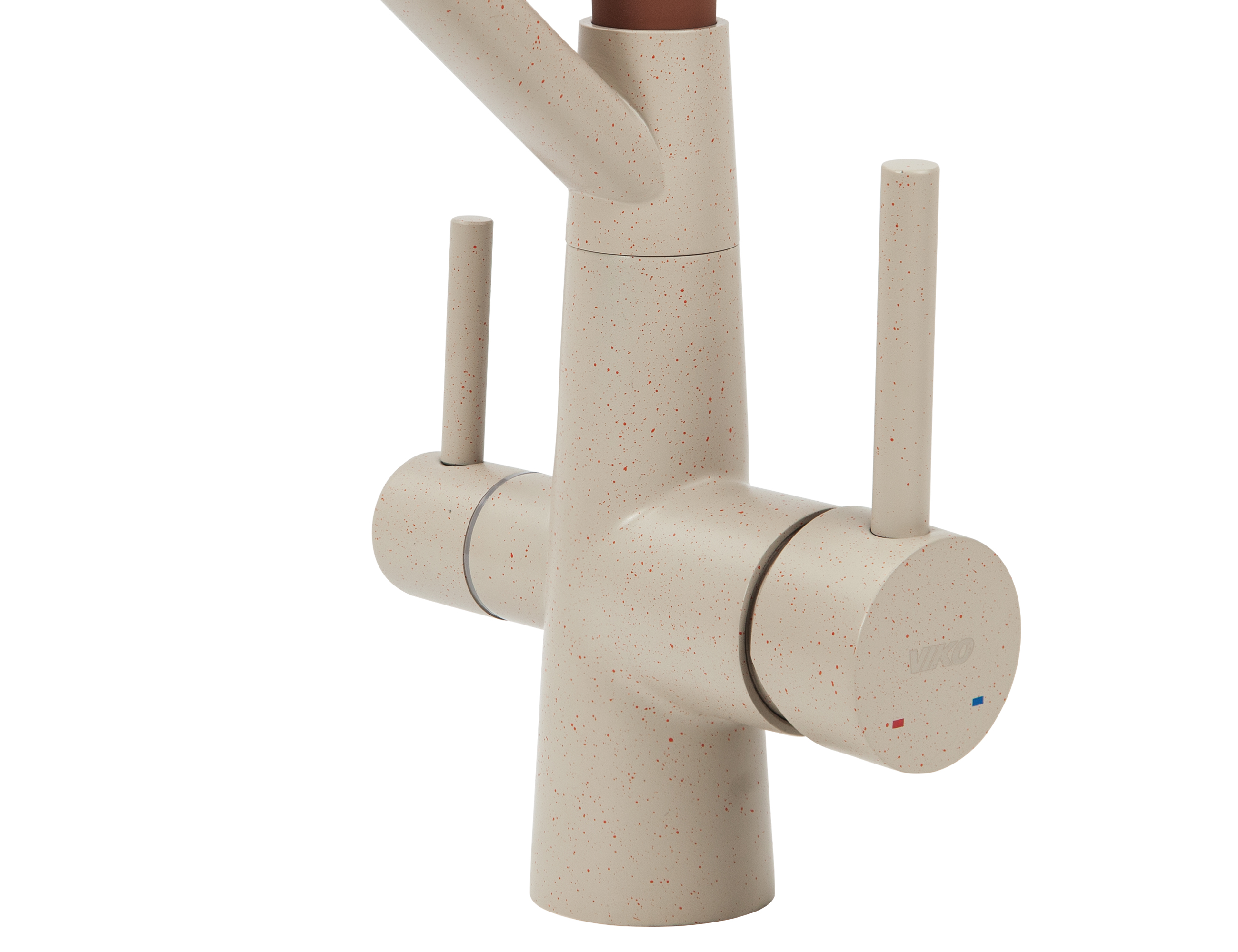 Смеситель VIKO  V-5810 для кухни, бежевый мрамор, излив поворотный, нержавеющая сталь