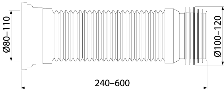 Гофра для унитаза (Alca PLAST) армированная (240мм-600мм)
