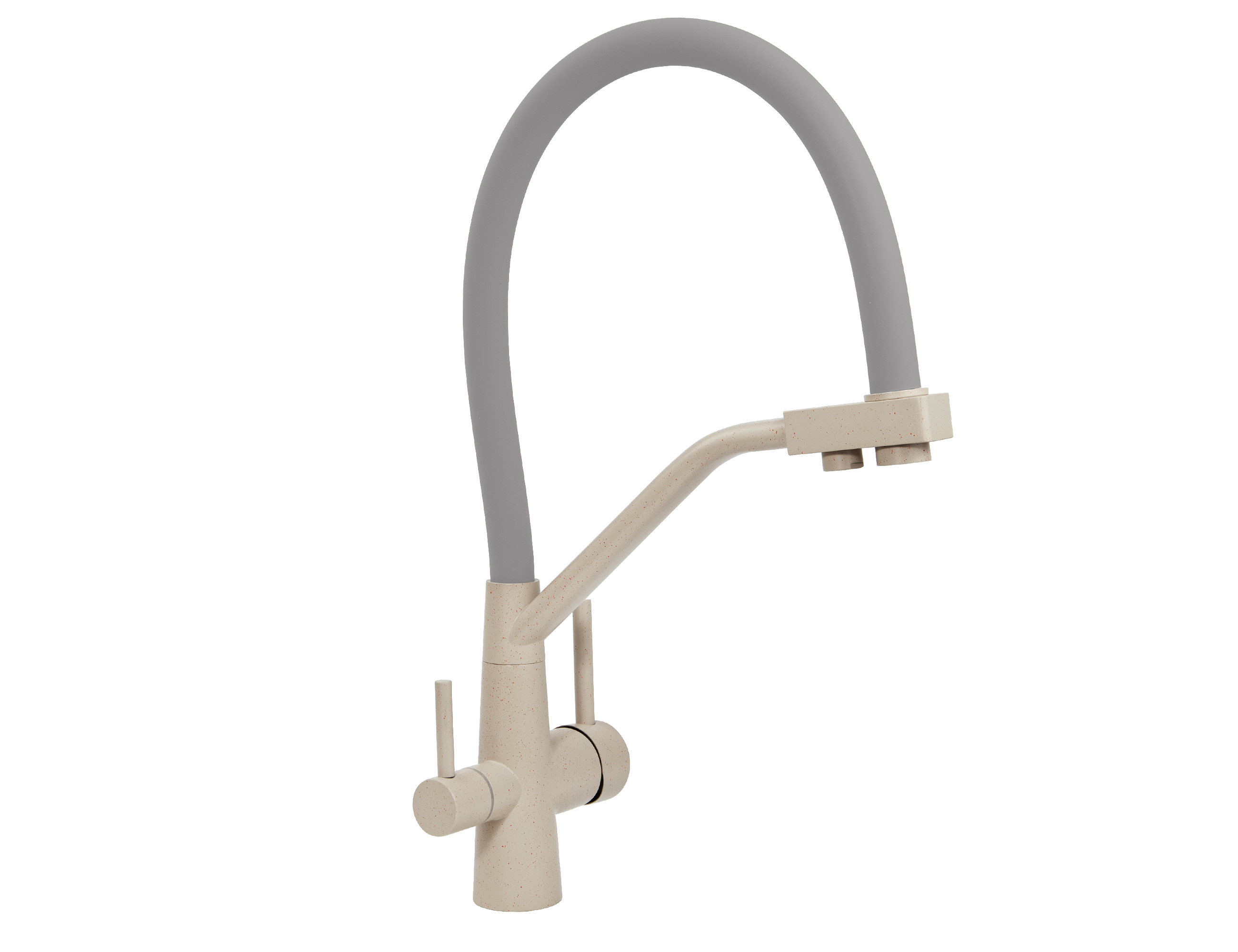 Смеситель VIKO  V-5816 для кухни, бежевый мрамор, излив поворотный, нержавеющая сталь