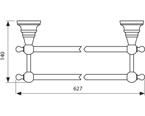 2208 Держатель полотенца(прямой) 2-х уровневая_2