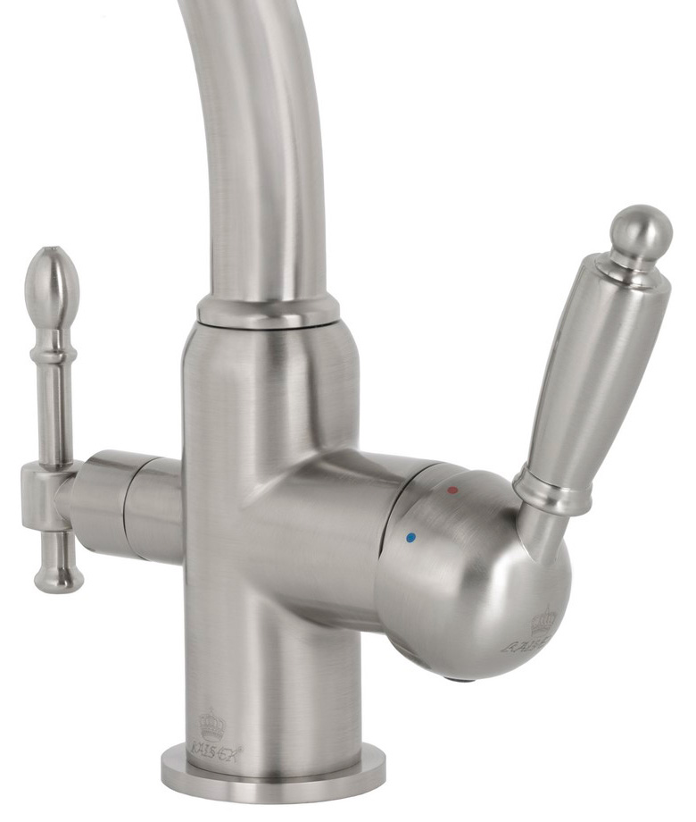 Смеситель KAISER Vincent 31244-2 для кухни с подачей фильтрованной воды, серебро, излив поворотный, 