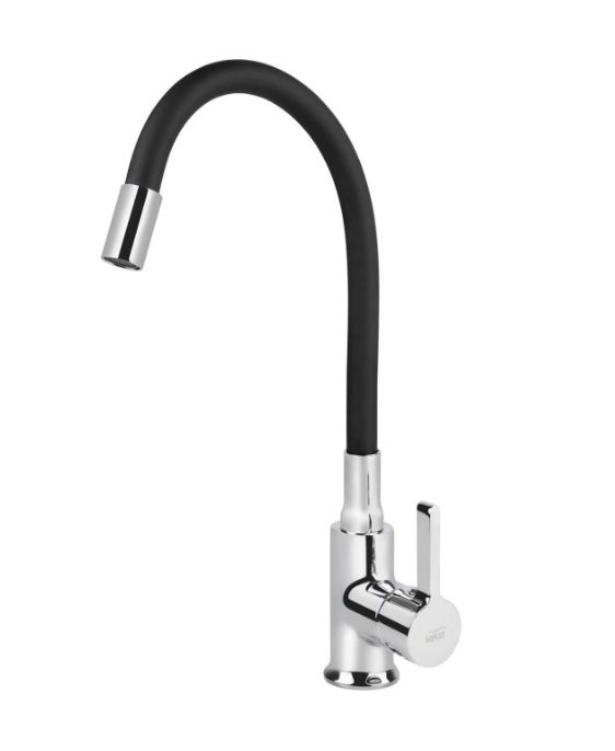 Смеситель VIKO кухня боковой с черным гибким изливом Ø35 с гайкой, хром