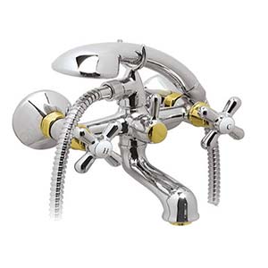 смес. VIDIMA "Ретро" ванна к/н керамика (хром/золото) круглый излив