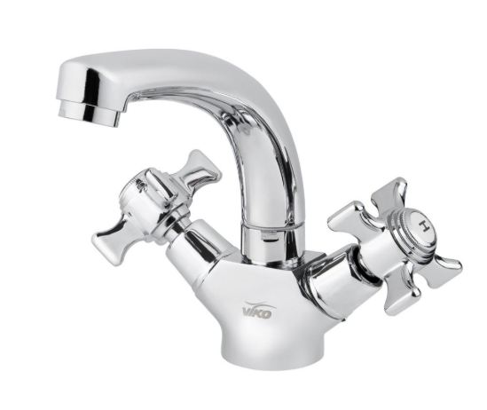 Смеситель VIKO для раковины крест кер. литой излив с гайкой