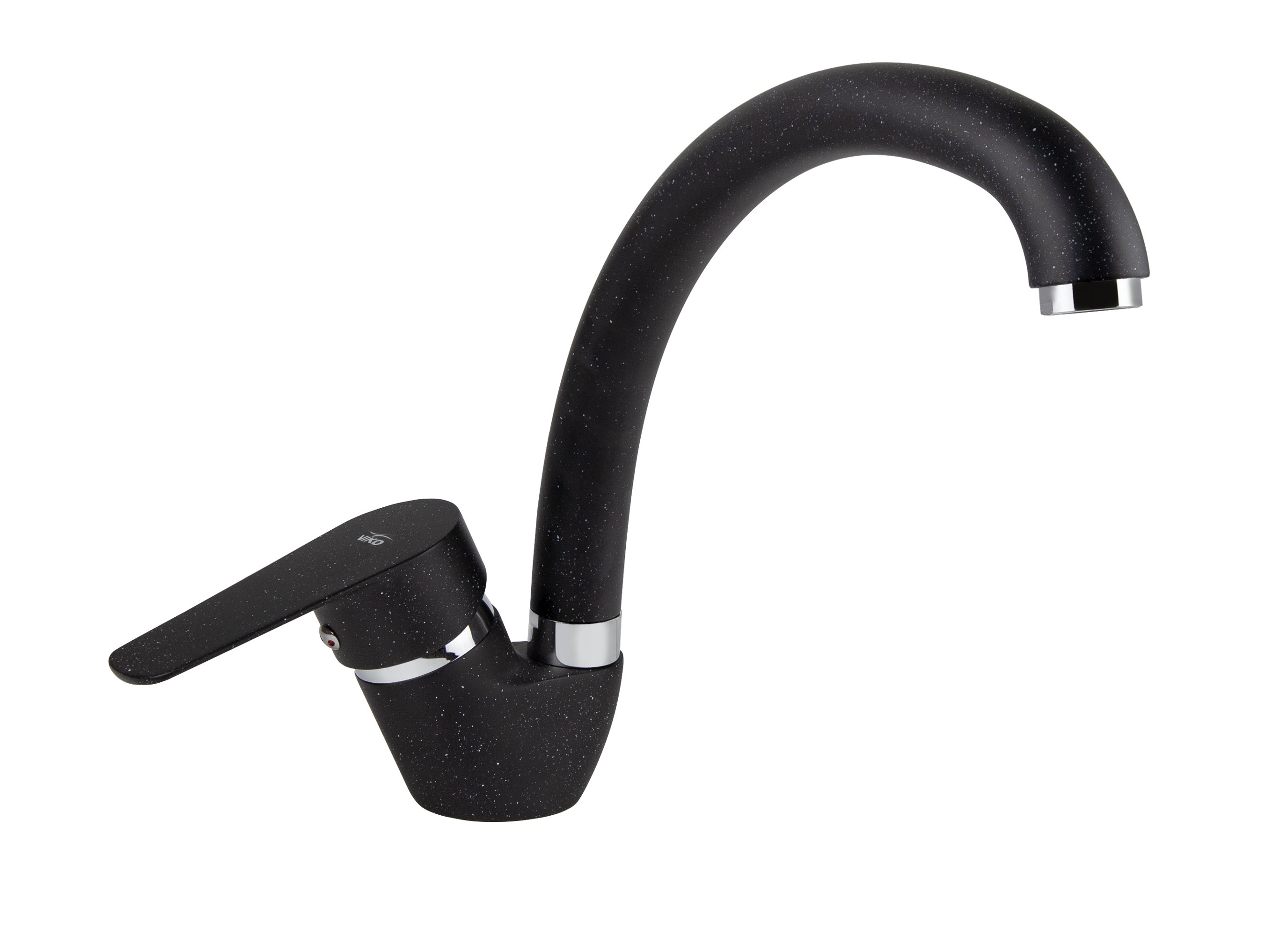Смеситель VIKO  V-4524 для кухни, чёрный мрамор, излив поворотный, цинковый сплав