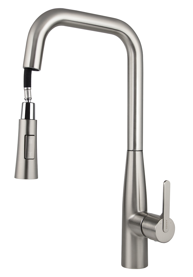 Смеситель KAISER Claro 22144-5 для кухни, серебро, излив поворотный, выдвижной, латунь