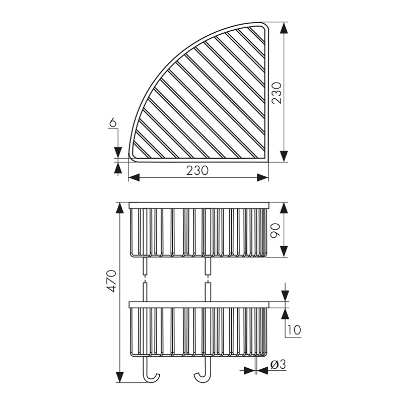 5270  Полка двойная настен. угловая_2 5270  Полка двойная настен. угловая_2