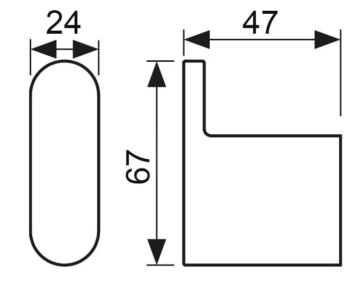 Крючок одинарный KAISER черный (нерж)