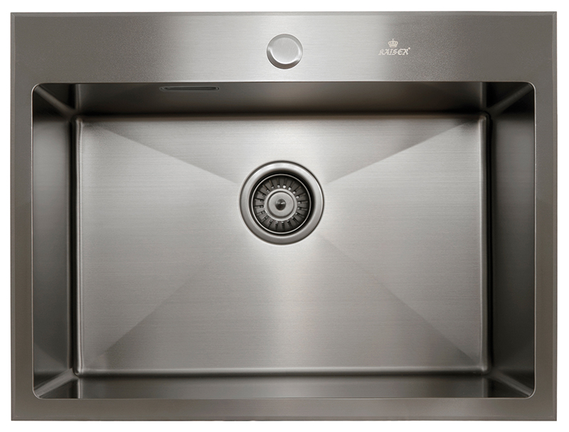 Мойка из нержавейки KAISER 600x450x200*3.0+1.2mm (воронёная сталь) / сифон