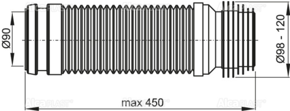 Гофра для инсталляции ф90/100 (Alca PLAST) длина 230-450мм