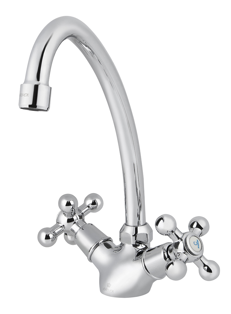 Смеситель KAISER Carlson Lux  кухня крест керамика