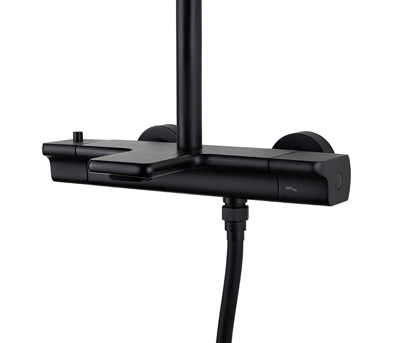 Душевая система с термостатом KAISER Elite 01182-2, чёрный матовый, латунь