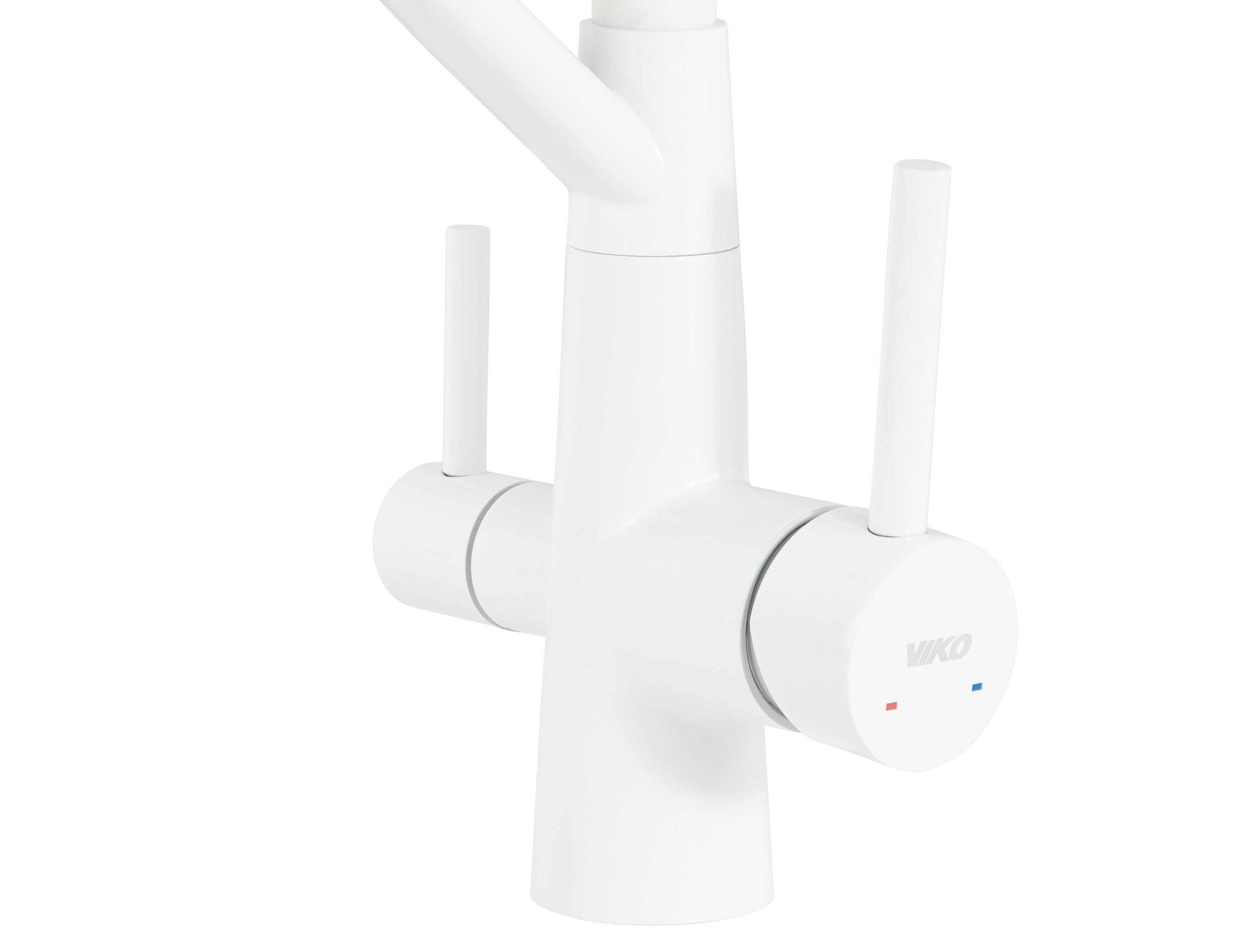 Смеситель VIKO  V-5844 для кухни, белый матовый, излив поворотный, нержавеющая сталь